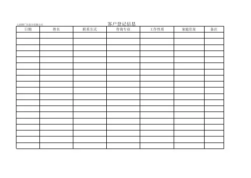 客户上门拜访信息登记表