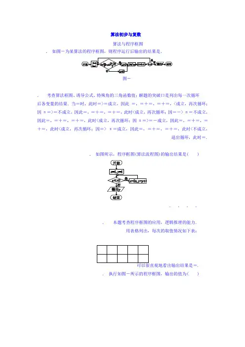 2018版高考复习方案大一轮(全国人教数学)-历年高考真题与模拟题分类汇编 L单元 算法初步与复数(理科2012