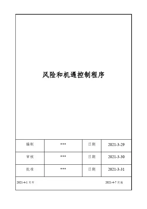 ISO17025：2017风险和机遇控制程序
