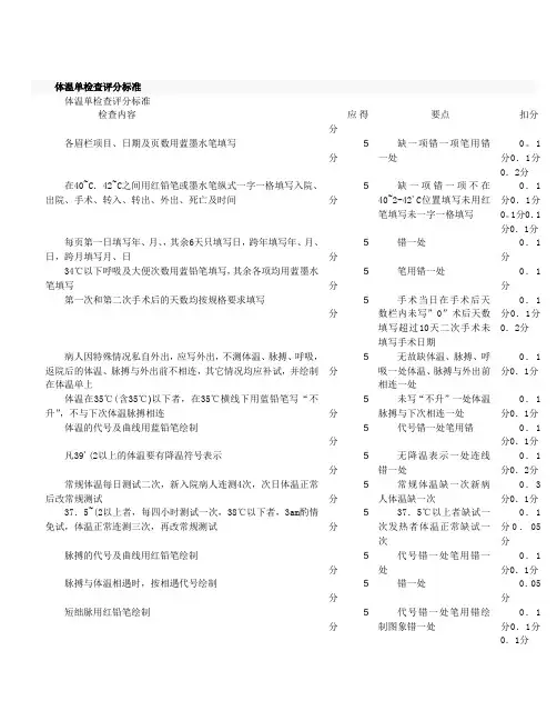 体温单检查评分标准1