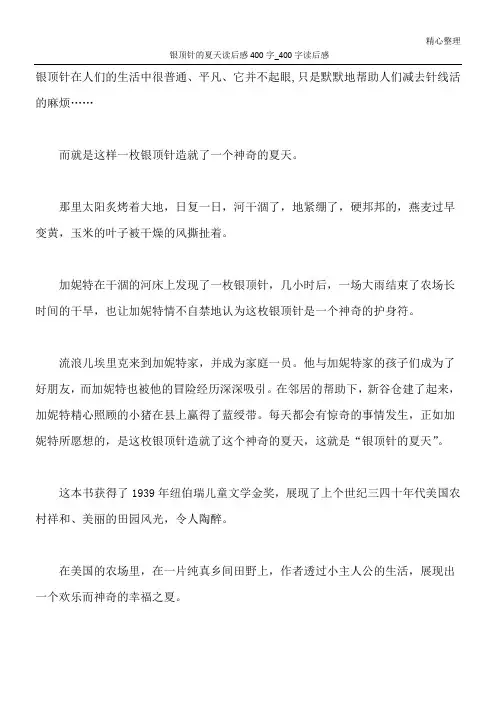 银顶针的夏天读后感400字_400字读后感