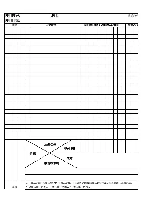 一页纸项目管理模板 2