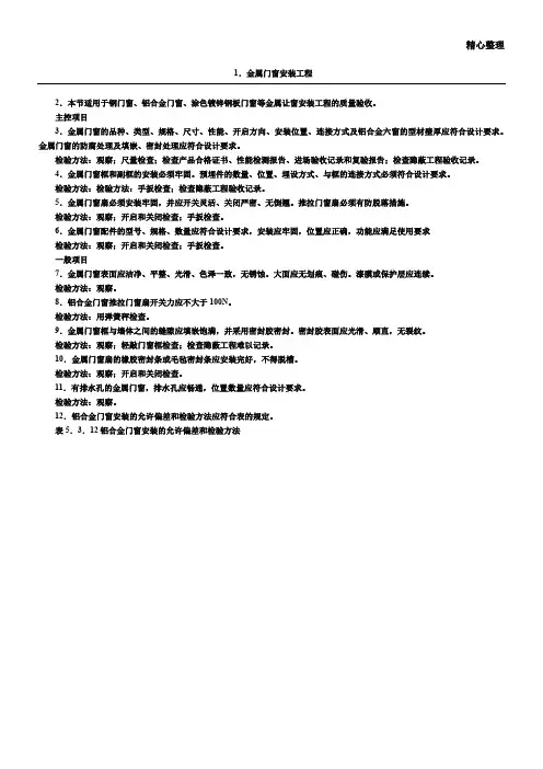 铝合金门窗验收标准