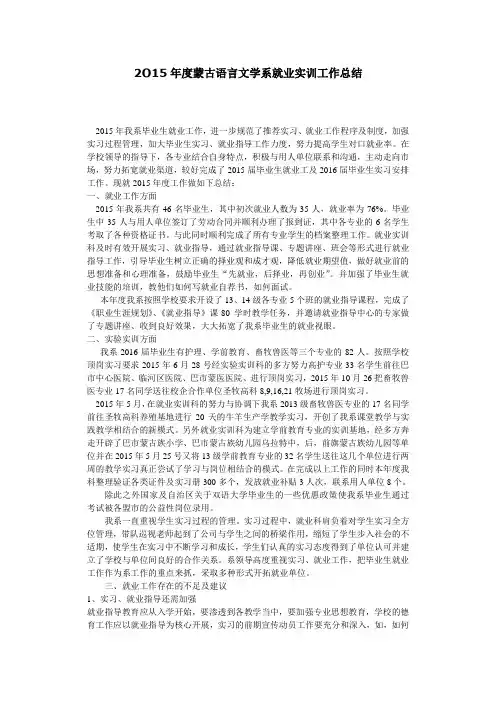 2015年毕业生就业工作总结