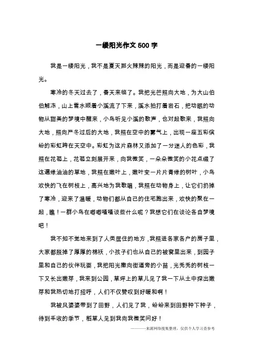 一缕阳光作文500字