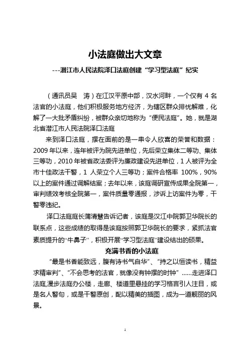 小法庭做出大文章