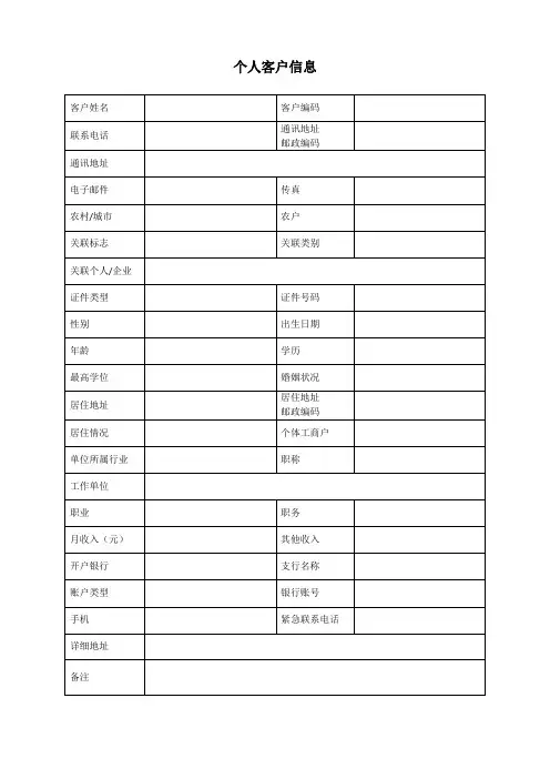 个人客户基本信息表