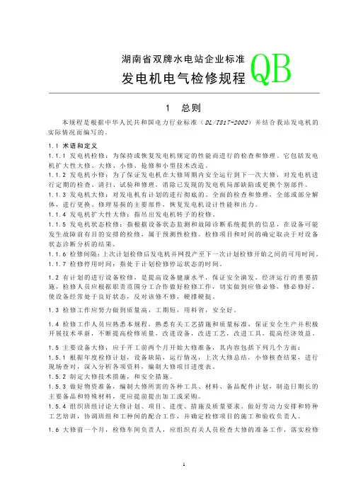发电机电气检修规程