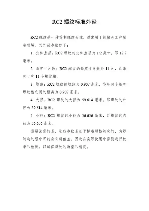 rc2螺纹标准外径