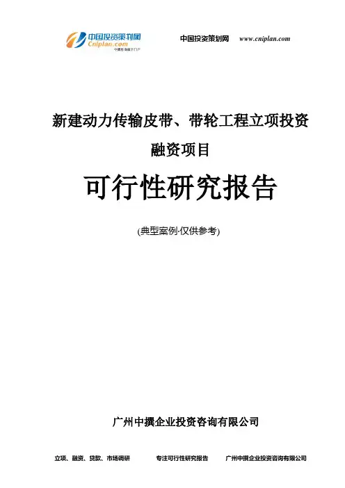 新建动力传输皮带、带轮工程融资投资立项项目可行性研究报告(中撰咨询)