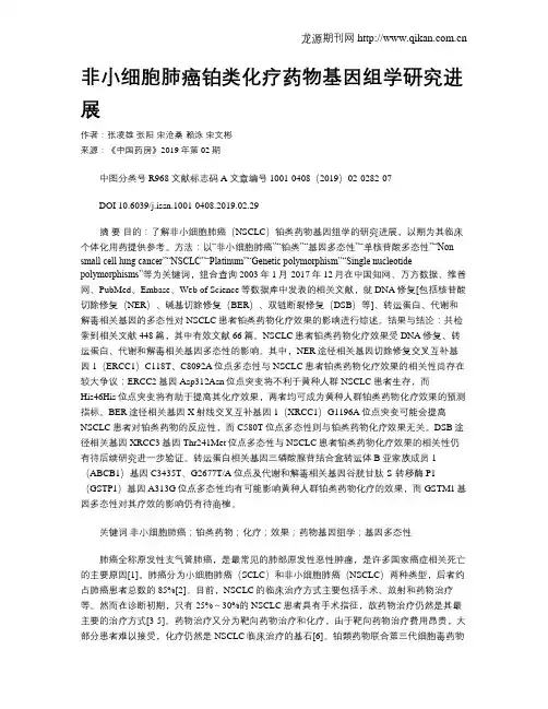 非小细胞肺癌铂类化疗药物基因组学研究进展