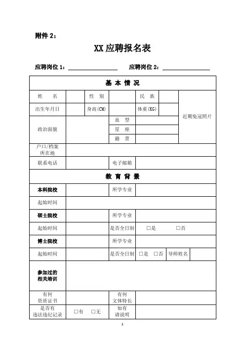 应聘报名表