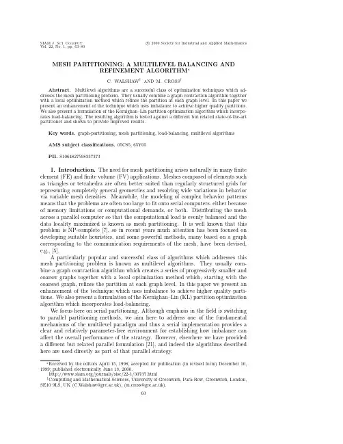 Mesh Partitioning a Multilevel Balancing and Refinement Algorithm