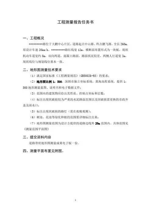 工程测量报告任务书