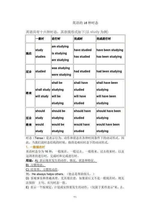 英语16种时态详解