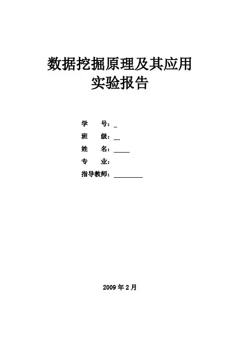 数据挖掘原理及其应用实验报告