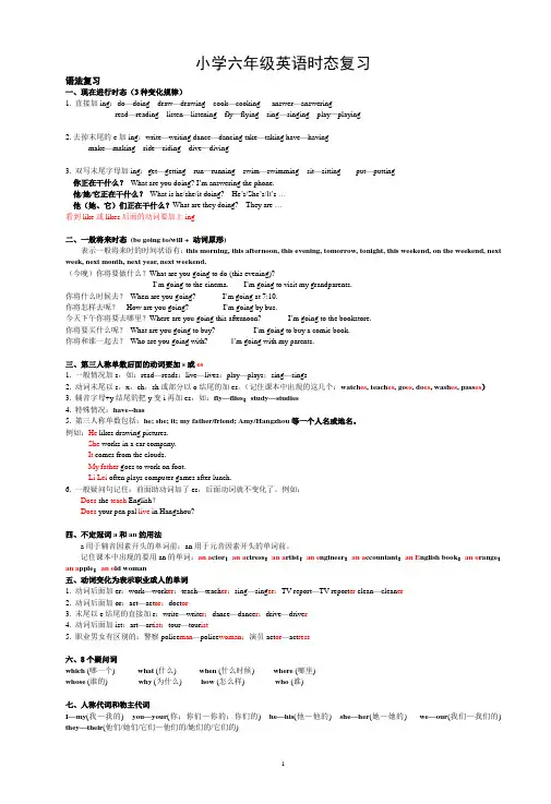 小学六年级英语时态