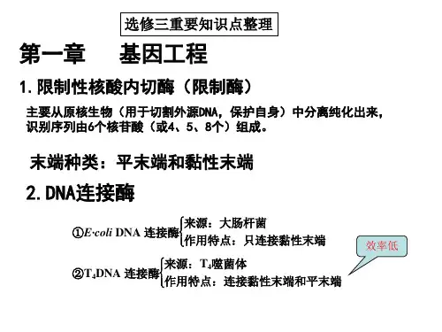 高中生物选修3知识点汇总