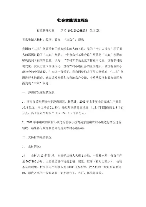 社会实践调查报告范文
