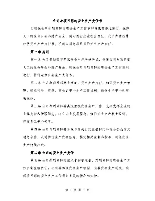 公司与项目部的安全生产责任书（二篇）