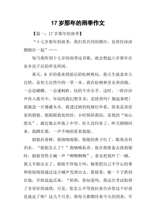 17岁那年的雨季作文