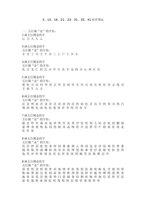 五行属金的字