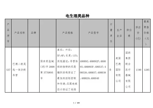 电生理类医用耗材品种大全