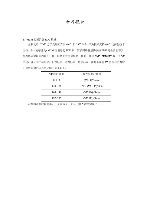 GSM的短消息PDU构成
