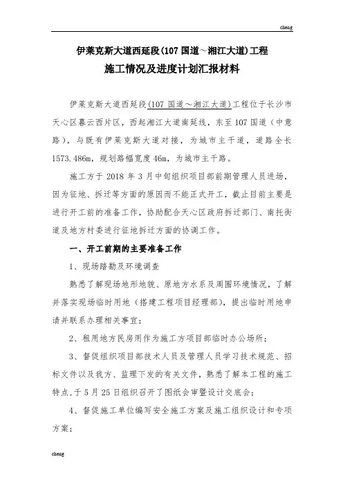市政工程前期施工情况及进度计划方案汇报材料{模板}