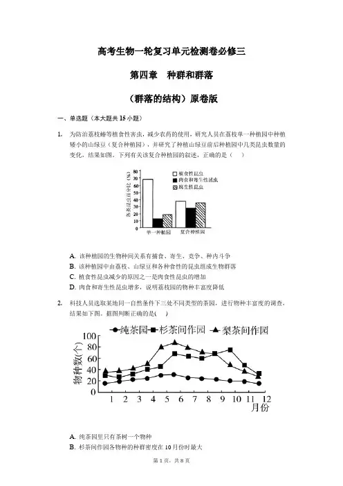 高考生物一轮复习 单元检测卷 必修三 第四章 种群和群落(群落的结构)-原卷版