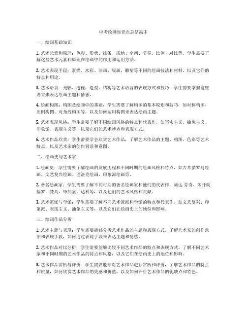 中考绘画知识点总结高中