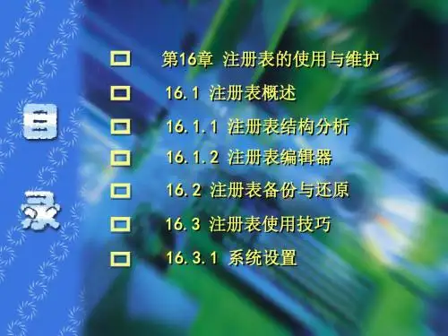 【精选】注册表的使用及维护