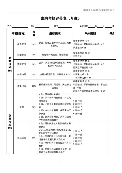 出纳绩效考核表 2