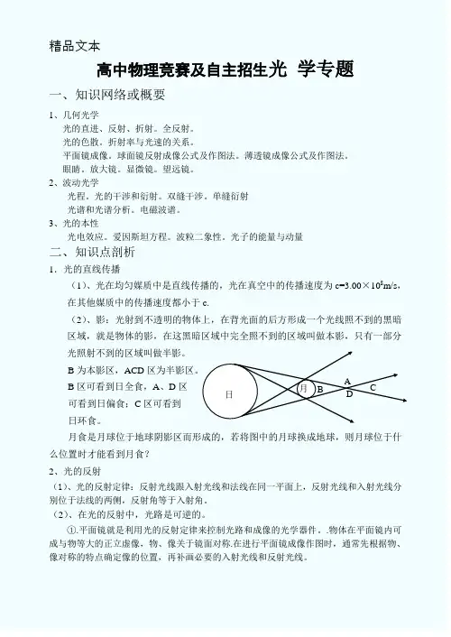 高中物理竞赛及自主招生光-学专题