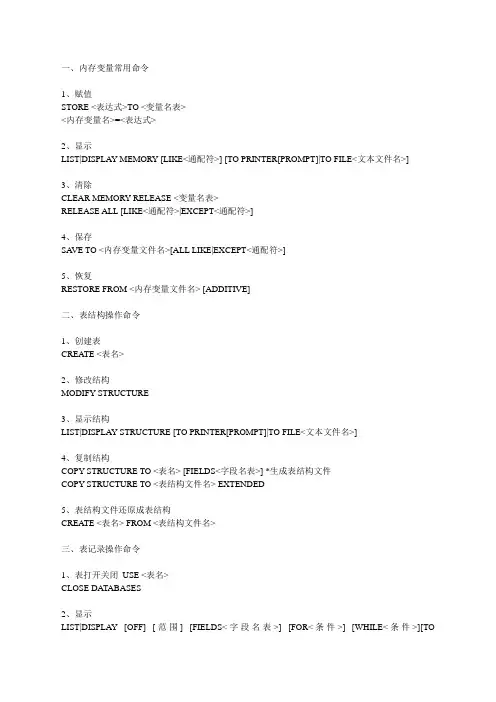 foxpro命令完整说明
