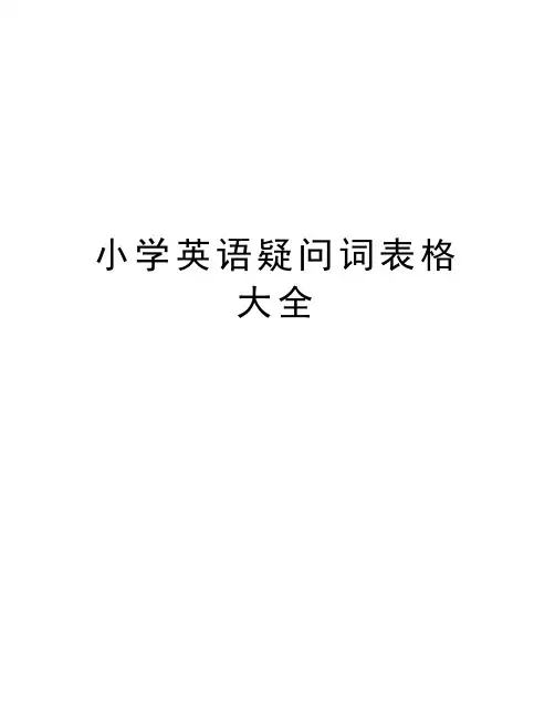 小学英语疑问词表格大全备课讲稿