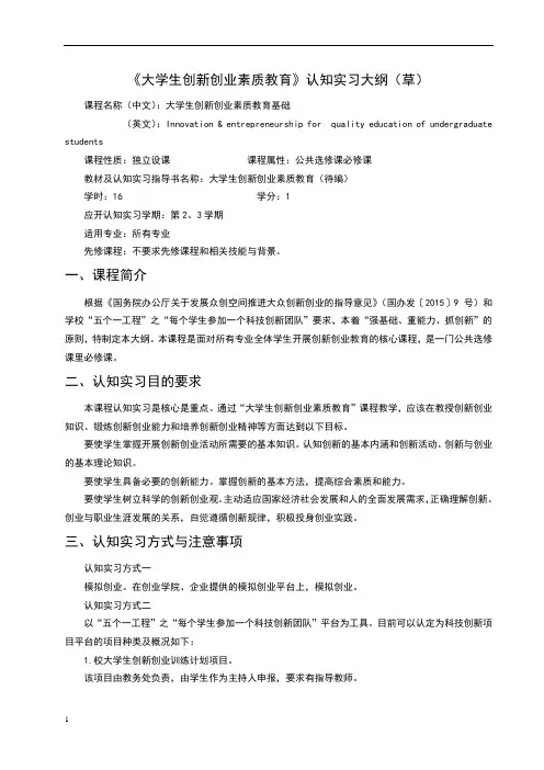创新创业实训报告
