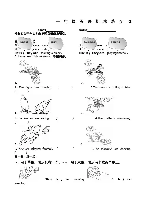 香港朗文版小学英语一年级下学期末练习