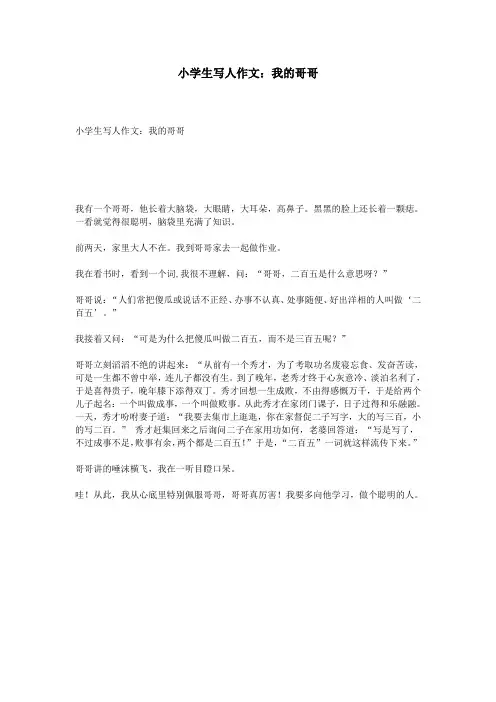 小学生写人作文：我的哥哥