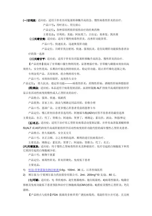 正大天晴考试总结一(适用症-口号-定位-主要竞争品)