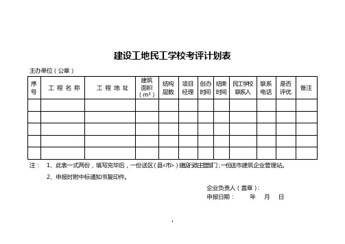 建设工地民工学校相关资料表格汇编