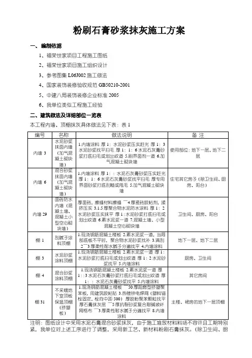 粉刷石膏砂浆施工方案