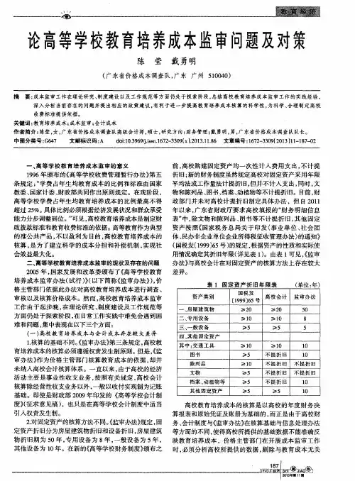 论高等学校教育培养成本监审问题及对策
