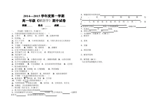 2014级解剖学中期考试试卷.doc马婷婷