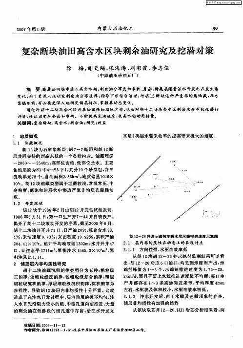 复杂断块油田高含水区块剩余油研究及挖潜对策
