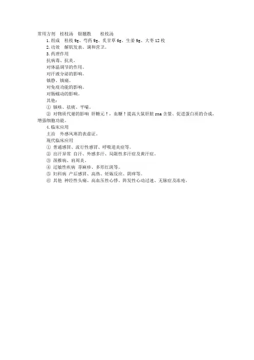 2011年执业药师综合辅导：解表药常用方剂