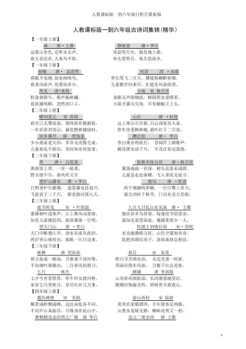 人教版一到六年级古诗及日积月累【直接打印版】