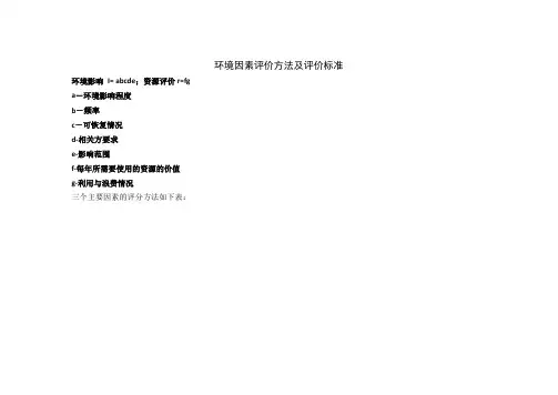 环境因素评价方法及评价标准