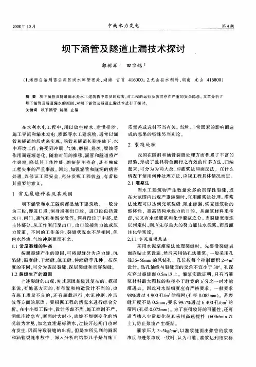 坝下涵管及隧道止漏技术探讨