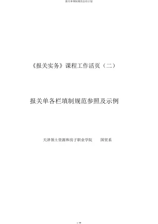 报关单填制规范总结计划